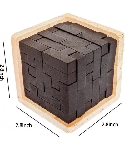 Wooden Brain Teaser Puzzle Cube Wooden Puzzles T-Shaped Jigsaw Logic Puzzle Educational Toy for Kids and Adults (Wine) $18.37...