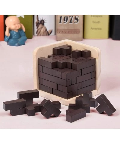 Wooden Brain Teaser Puzzle Cube Wooden Puzzles T-Shaped Jigsaw Logic Puzzle Educational Toy for Kids and Adults (Wine) $18.37...