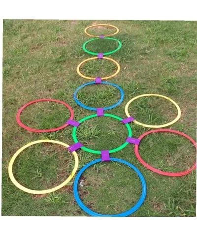 Hopscotch Ring Game Toys 10 Multi-Colored Plastic Rings and 9 Connectors for Indoor or Outdoor Use-Fun Play Set for Girls and...