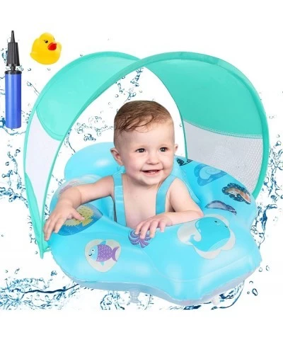 Baby Swimming Float Inflatable Pool Float with Removable Sun Protection Canopy Double Airbag Baby Swim Waist Ring Inflatable ...