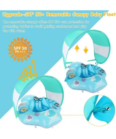 Baby Swimming Float Inflatable Pool Float with Removable Sun Protection Canopy Double Airbag Baby Swim Waist Ring Inflatable ...