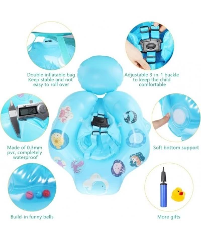 Baby Swimming Float Inflatable Pool Float with Removable Sun Protection Canopy Double Airbag Baby Swim Waist Ring Inflatable ...