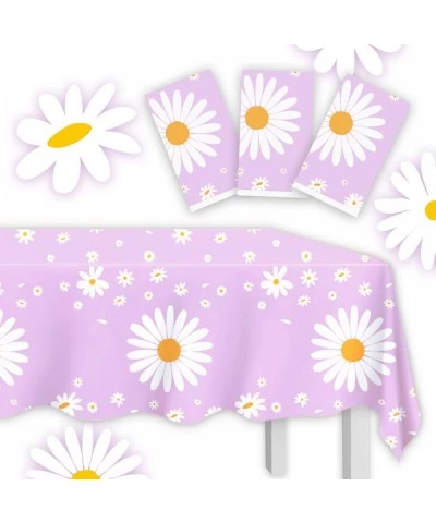 Daisy Party Decorations-3Pcs Daisy Tablecloth Hippie Boho Party Supplies Pink Plastic Table Covers Flower Birthday Decoration...