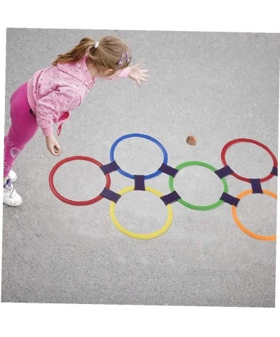 Hopscotch Ring Game Toys 10 Multi-Colored Plastic Rings and 9 Connectors for Indoor or Outdoor Use-Fun Play Set for Girls and...