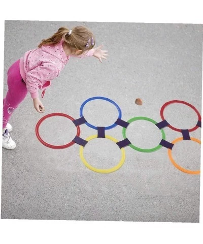 Hopscotch Ring Game Toys 10 Multi-Colored Plastic Rings and 9 Connectors for Indoor or Outdoor Use-Fun Play Set for Girls and...