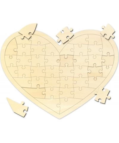 Blank Puzzle Heart Shape with 40 Pieces Blank Heart Wooden Jigsaw Puzzle with Puzzle Tray for Crafts & DIY Custom Puzzle 11.2...