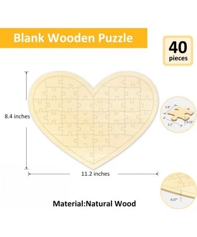 Blank Puzzle Heart Shape with 40 Pieces Blank Heart Wooden Jigsaw Puzzle with Puzzle Tray for Crafts & DIY Custom Puzzle 11.2...