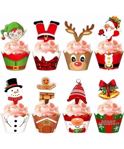 128 Pieces Christmas Cupcake Toppers Wrappers Party Supplies Favors - Snowman Santa Claus Reindeer Elf Gnome Gingerbread $19....