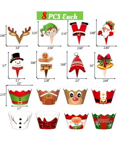 128 Pieces Christmas Cupcake Toppers Wrappers Party Supplies Favors - Snowman Santa Claus Reindeer Elf Gnome Gingerbread $19....