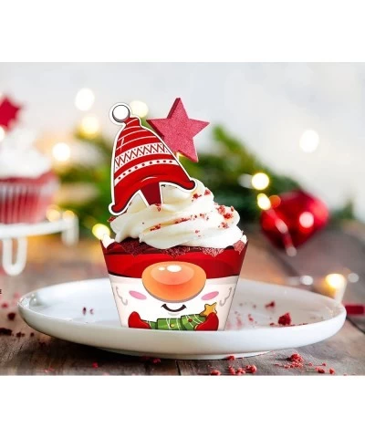 128 Pieces Christmas Cupcake Toppers Wrappers Party Supplies Favors - Snowman Santa Claus Reindeer Elf Gnome Gingerbread $19....