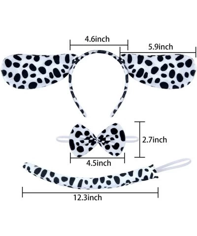 Dalmatian Costume Set Dog Ears Headband Bowtie Tail Tutu and Black Adhesive Felt Pad for Kids Halloween Costume Cosplay Party...