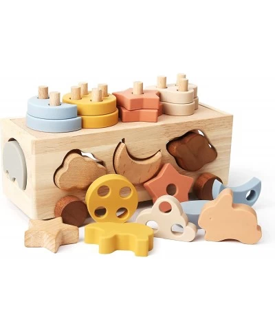 4 Games in 1 Montessori Shape Sorter Truck Toys for 18 Month+ Toddlers | Baby Blocks Sorting Wooden&Silicone Educational Car ...