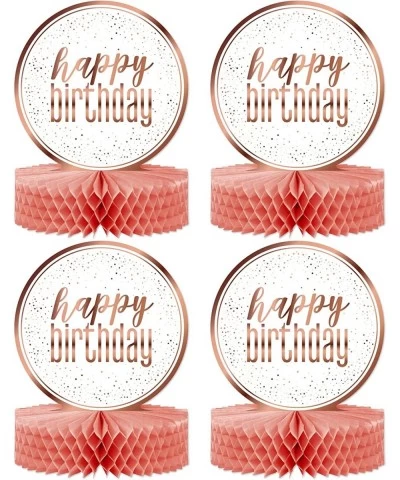 Happy Birthday Table Decorations Centerpieces - 4-Pack Double Sided Happy Birthday Centerpieces for Tables - 12” White and Ro...