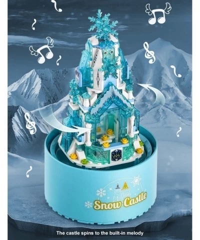 Dream Castle Building Blocks Toys Castle Music Box Building Block Set Ice Princess Castle Construction Toys Set Snow Castle B...