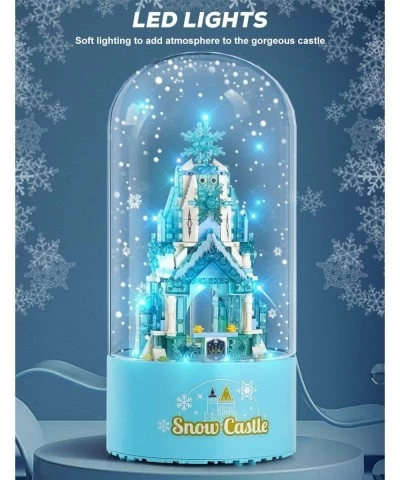 Dream Castle Building Blocks Toys Castle Music Box Building Block Set Ice Princess Castle Construction Toys Set Snow Castle B...