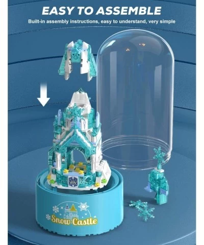 Dream Castle Building Blocks Toys Castle Music Box Building Block Set Ice Princess Castle Construction Toys Set Snow Castle B...