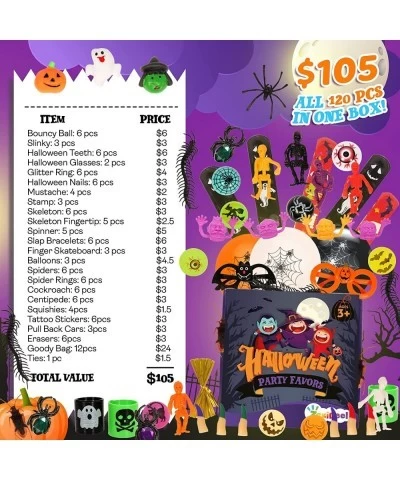 120PCS Halloween Party Favors for Kids and Adults Halloween Party Supplies Trick or Treat Bucket Toy Halloween Party Decorati...