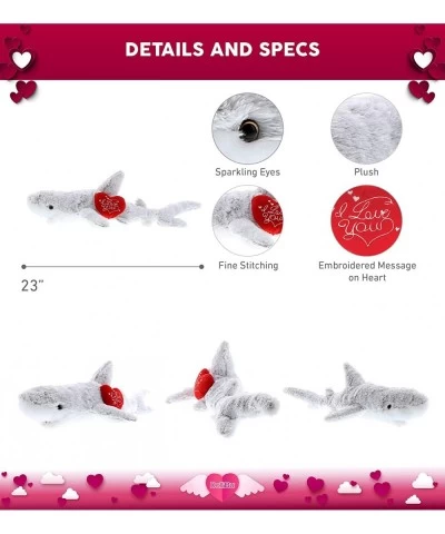 I Love You Plush Big Eye Great White Shark – Cute Stuffed Animal with Heart Message and Name Personalization for Valentines A...