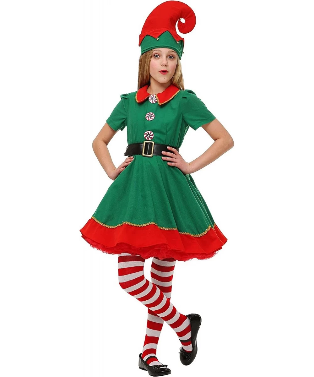 Child Holiday Elf Costume Dress and Hat Elf Costume for Girls $52.27 Kids' Costumes