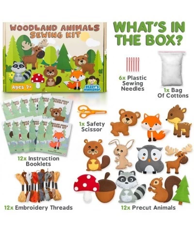 Sewing Kit for Kids - Woodland Animals Kids Sewing Kit - Make Your Own Stuffed Animal Kit - Felt Stitch Art and Craft Toys fo...