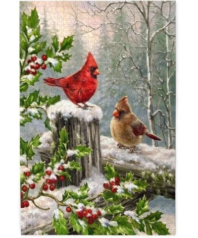 Winter Red Christmas Birds Jigsaw Puzzles Premium 1000 Pieces Puzzle Educational Jigsaws Table Games Sturdy Fact Poster Perso...