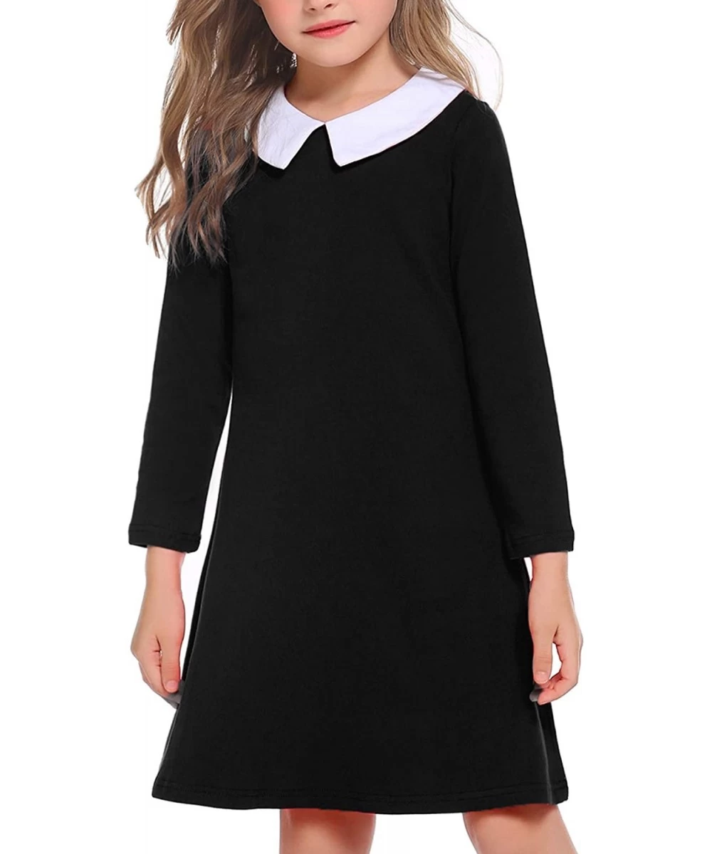 Girls Long Sleeve Vintage Peter Pan Collar T-Shirt Dress Age 4-13 Years $38.80 Kids' Costumes