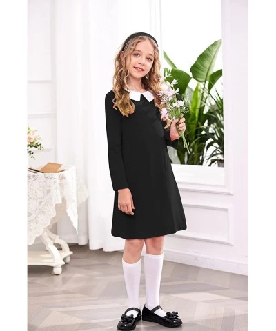 Girls Long Sleeve Vintage Peter Pan Collar T-Shirt Dress Age 4-13 Years $38.80 Kids' Costumes