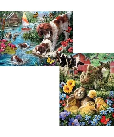 - Value Set of Two (2) 500 Piece Jigsaw Puzzles for Adults Cat Nap Puppy Swimming - Each Puzzle Measures 18" X 24" - 500 pc J...