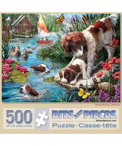 - Value Set of Two (2) 500 Piece Jigsaw Puzzles for Adults Cat Nap Puppy Swimming - Each Puzzle Measures 18" X 24" - 500 pc J...