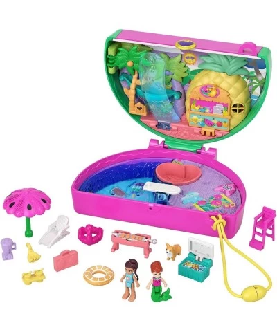 Watermelon Pool Party Compact Playset with Scented Feature 2 Micro Dolls 12 Accessories & Water Play Toy Gift for Ages 4 Year...