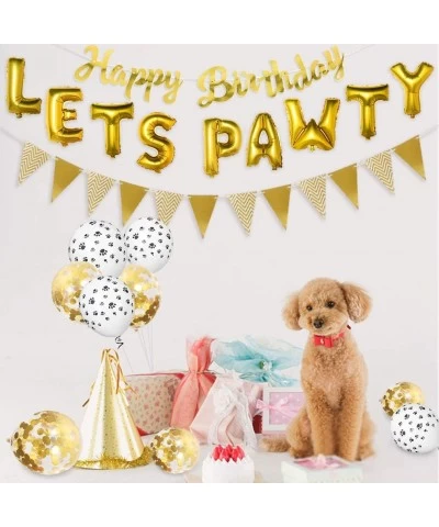 Dog Birthday Party Supplies Lets Pawty Balloons Dog Paw Print Balloons Happy Birthday Banner Foil Balloons Pet Party Decorati...