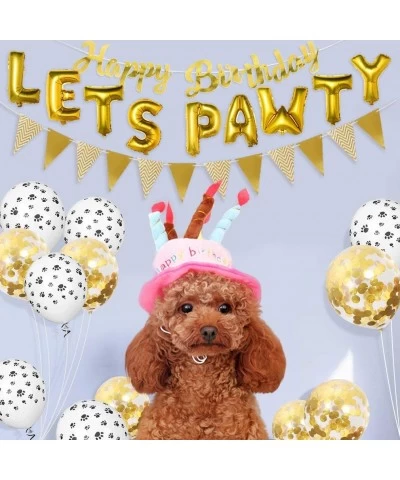 Dog Birthday Party Supplies Lets Pawty Balloons Dog Paw Print Balloons Happy Birthday Banner Foil Balloons Pet Party Decorati...