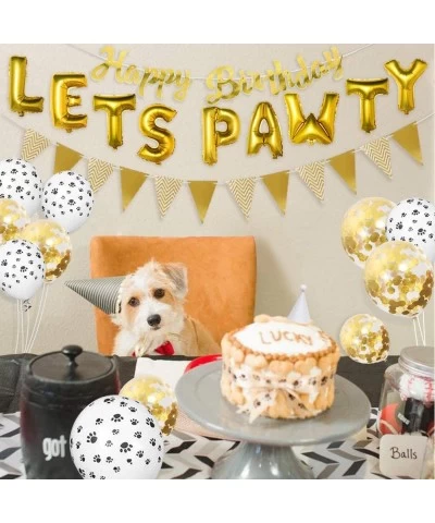 Dog Birthday Party Supplies Lets Pawty Balloons Dog Paw Print Balloons Happy Birthday Banner Foil Balloons Pet Party Decorati...