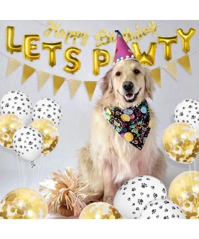 Dog Birthday Party Supplies Lets Pawty Balloons Dog Paw Print Balloons Happy Birthday Banner Foil Balloons Pet Party Decorati...