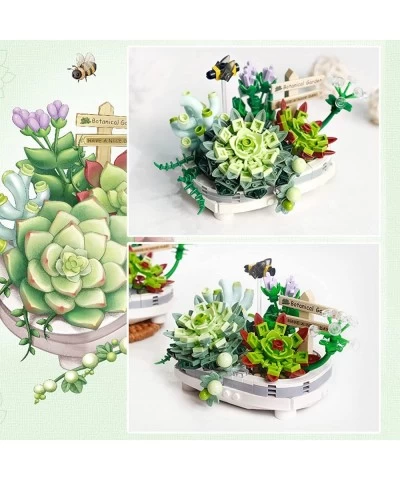 Succulent/Cherry Tree Potted Plant Building Blocks Set Creative DIY Bonsai Tree Building Bricks Model Artificial Flowers Buil...