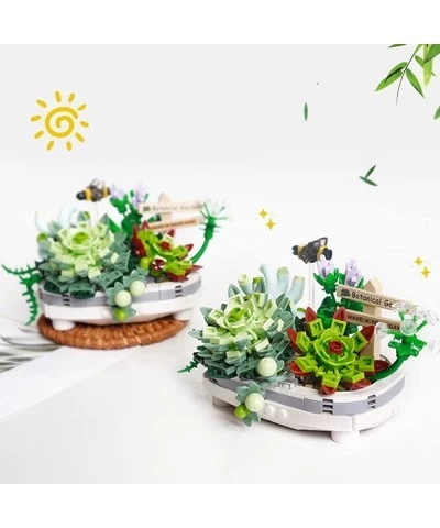 Succulent/Cherry Tree Potted Plant Building Blocks Set Creative DIY Bonsai Tree Building Bricks Model Artificial Flowers Buil...