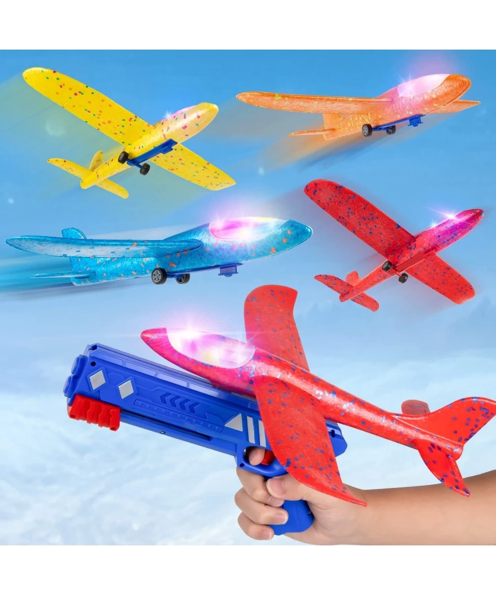 5 Pack Airplane Launcher Toy 12.6" LED Glider Plane Flight Mode Catapult Plane Toy Throwing Foam Plane with Gun for Kids Gift...