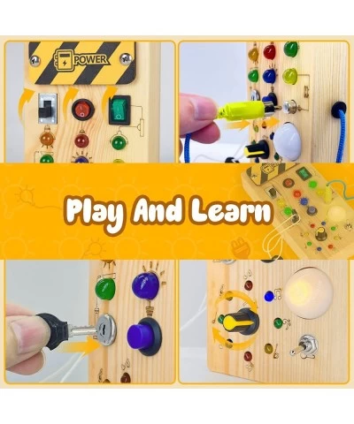 Montessori Toddler Busy Board Baby Wooden Busy Board with 8 LED Light switches Sensory Toys Light Switch Toys Travel Toys for...