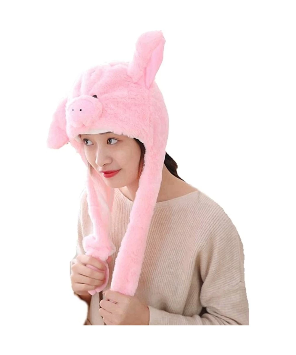 Ear Moving Jumping Animal Hat Funny Animal Plush Hat Cap for Women $23.22 Kids' Dress-Up Accessories