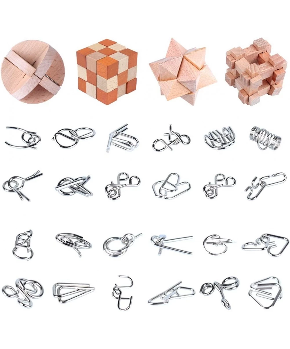 Brain Teaser Puzzle for Kids Adults Puzzle Games Wooden and Metal 3D Unlock Interlocking Puzzle Educational Toy 28Pcs $49.84 ...