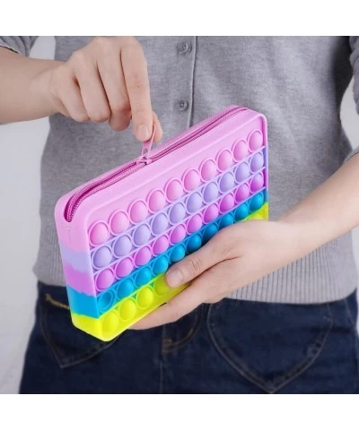 New Push Pop Bubble Fidget Sensory Toy Makeup Bag Stationery Storage Bag Stress Relief Anti-Anxiety Bubble Popper Home Travel...