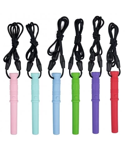 6 Packs Sensory Chew Necklace-Teether Silicone Chewing Teething&Biting Needs Soft Silicone Teething Baby Toy for Babies 36+Mo...