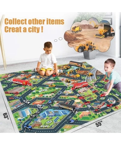 Construction Toys Trucks & Play Mat Carrier Truck with Diecast Alloy Excavator Tractor Dump Truck Road Roller Bulldozer Forkl...