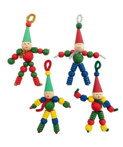 Christmas Crafts - Create Your Own Bead Elves - Set of 4 - DIY Ornaments for Kids - Christmas Tree Decoration - All Materials...