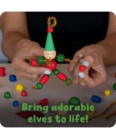 Christmas Crafts - Create Your Own Bead Elves - Set of 4 - DIY Ornaments for Kids - Christmas Tree Decoration - All Materials...