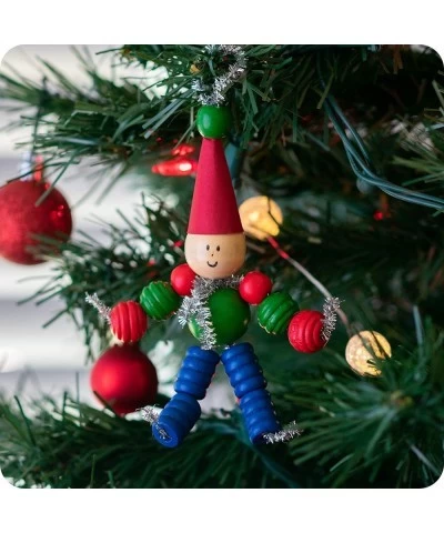 Christmas Crafts - Create Your Own Bead Elves - Set of 4 - DIY Ornaments for Kids - Christmas Tree Decoration - All Materials...