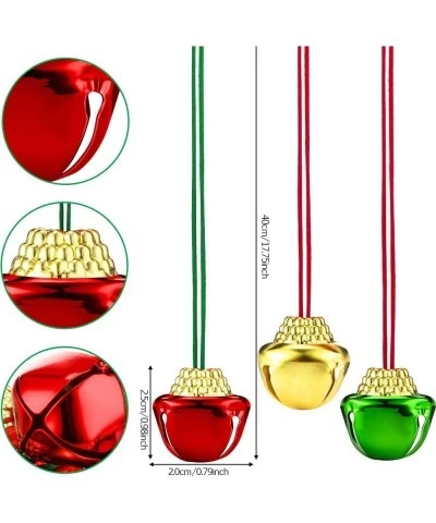 72 Pieces Christmas Bell Necklaces Large Gold Bell Necklaces for Craft Holiday Party Supplies Home Decoration (Red Gold Green...