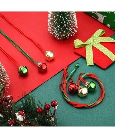 72 Pieces Christmas Bell Necklaces Large Gold Bell Necklaces for Craft Holiday Party Supplies Home Decoration (Red Gold Green...