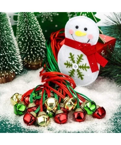 72 Pieces Christmas Bell Necklaces Large Gold Bell Necklaces for Craft Holiday Party Supplies Home Decoration (Red Gold Green...