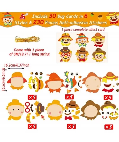 30 Pcs Thanksgiving Craft Kits DIY Scarecrow Craft for Kindergarten Kids Fall Autumn Art Craft Make Your Own Scarecrow Head S...